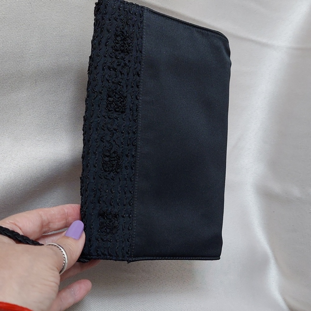 Givenchy Paris Bag, Black Evening Clutch, Silver Bow Accent, Snap Close, Vintage - Picture 3 of 11